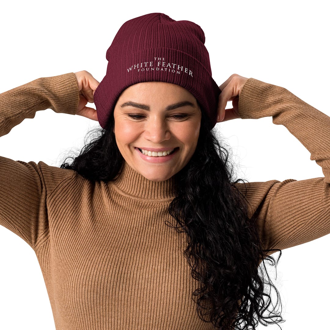 TWFF Sustainable Organic Cotton Beanie in Burgundy - Image 2