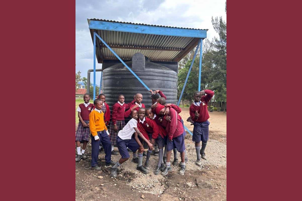 Kenya Primary School Children with New Water System