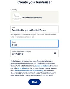 Start Your Own Fundraiser for The White Feather Foundation 2