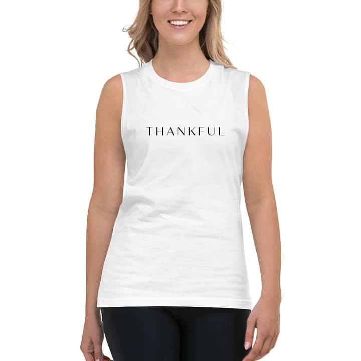 TWFF Unisex "Thankful" Muscle Shirt in White 1