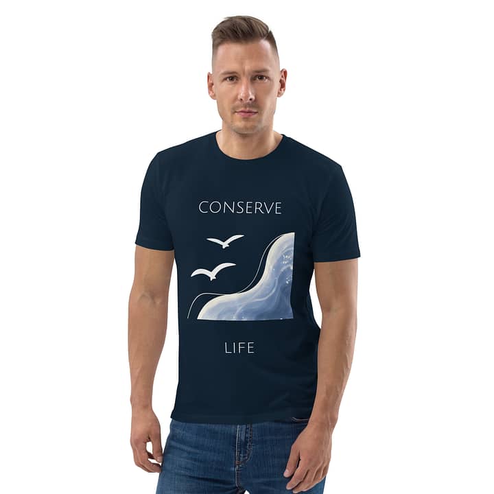 TWFF Conserve Life  'Ocean Oasis' Organic Cotton T-shirt in Navy