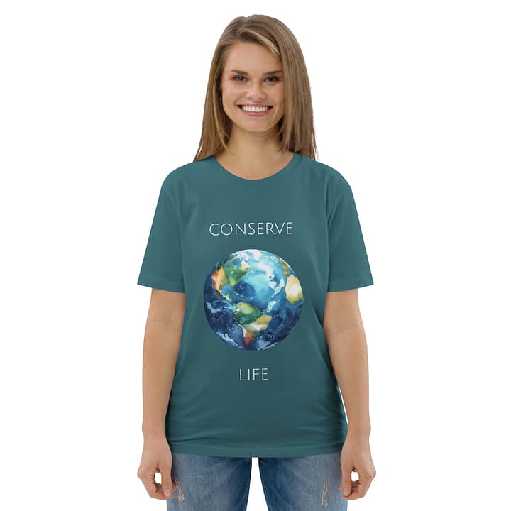 TWFF Conserve Life  'Planet Earth' Organic Cotton T-shirt in Dark Teal - Image 4