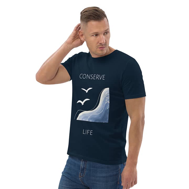 TWFF Conserve Life  'Ocean Oasis' Organic Cotton T-shirt in Navy - Image 4